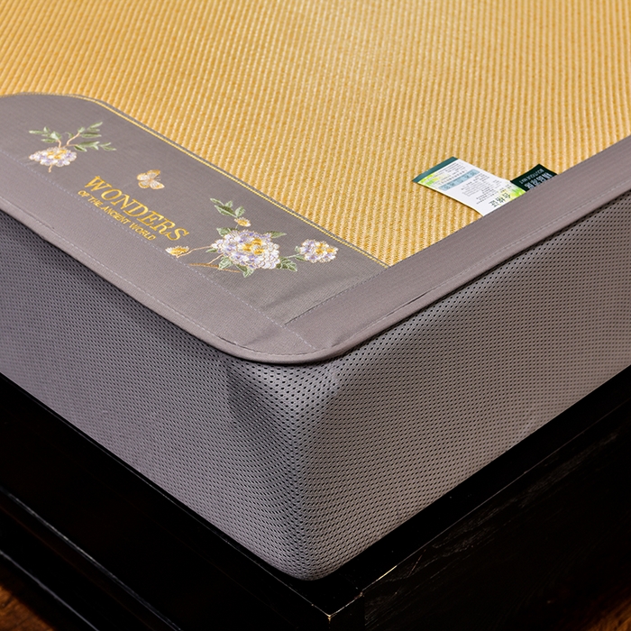 91家纺网 家纺一手货源 找家纺 小牛席业 2026新款绣球花开-冰藤双面席系列（床笠款）凉席藤席冰藤席竹席空调席草席冰丝席豆豆席乳胶席三件套 绣球花开-冰藤床笠款（浅咖）