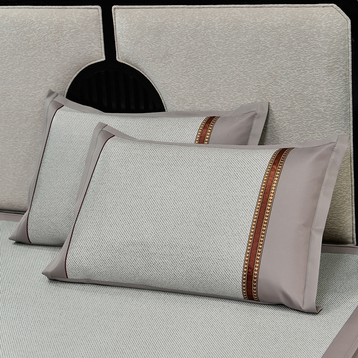 91家纺网 家纺一手货源 找家纺 小牛席业 2026新款绣球花开-冰藤双面席系列（床笠款）凉席藤席冰藤席竹席空调席草席冰丝席豆豆席乳胶席三件套 绣球花开-冰藤床笠款（银灰）