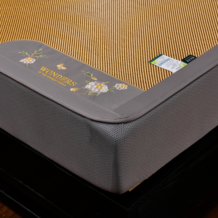 91家纺网 家纺一手货源 找家纺 小牛席业 2026新款绣球花开-冰藤双面席系列（床笠款）凉席藤席冰藤席竹席空调席草席冰丝席豆豆席乳胶席三件套 绣球花开-冰藤床笠款（深咖）