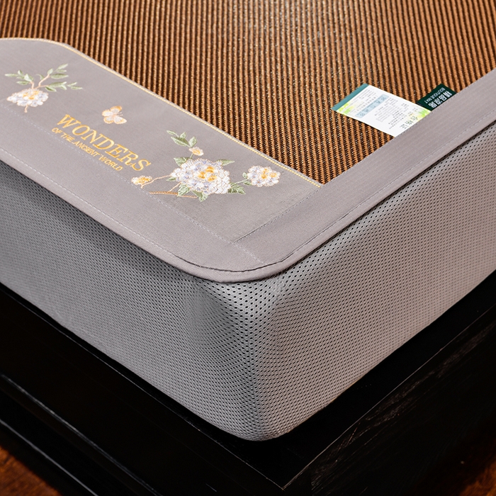 91家纺网 家纺一手货源 找家纺 小牛席业 2026新款绣球花开-冰藤双面席系列（床笠款）凉席藤席冰藤席竹席空调席草席冰丝席豆豆席乳胶席三件套 绣球花开-冰藤床笠款（黑咖）