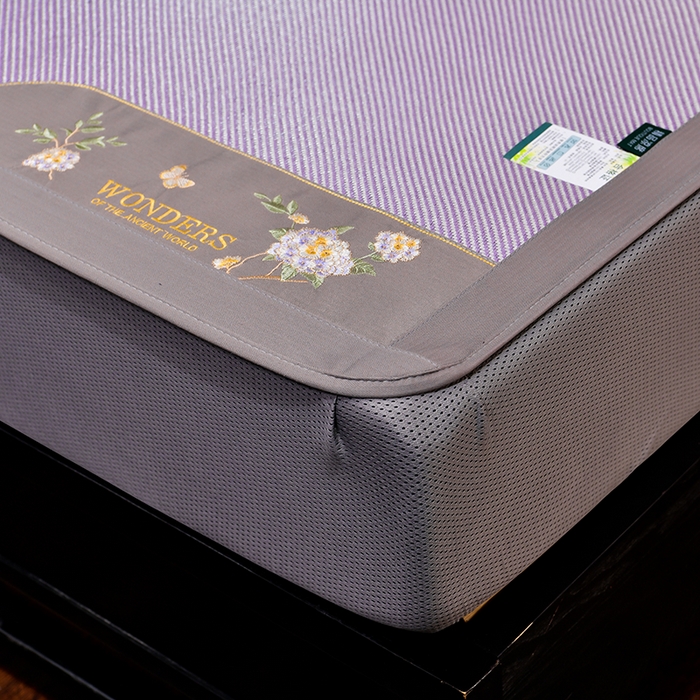 91家纺网 家纺一手货源 找家纺 小牛席业 2026新款绣球花开-冰藤双面席系列（床笠款）凉席藤席冰藤席竹席空调席草席冰丝席豆豆席乳胶席三件套 绣球花开-冰藤床笠款（浅紫）