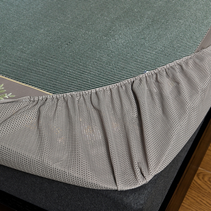 91家纺网 家纺一手货源 找家纺 小牛席业 2026新款绣球花开-冰藤双面席系列（床笠款）凉席藤席冰藤席竹席空调席草席冰丝席豆豆席乳胶席三件套 绣球花开-冰藤床笠款（墨绿）