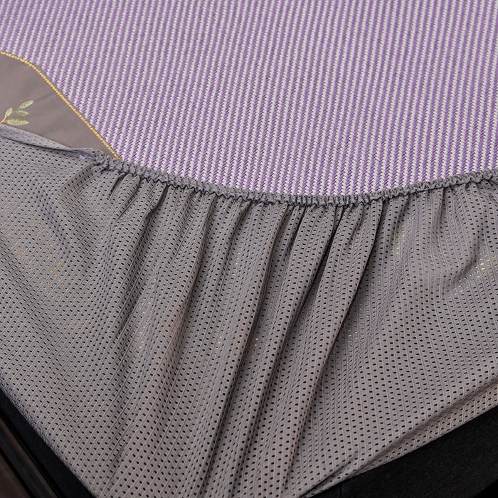 91家纺网 家纺一手货源 找家纺 小牛席业 2026新款绣球花开-冰藤双面席系列（床笠款）凉席藤席冰藤席竹席空调席草席冰丝席豆豆席乳胶席三件套 绣球花开-冰藤床笠款（浅紫）