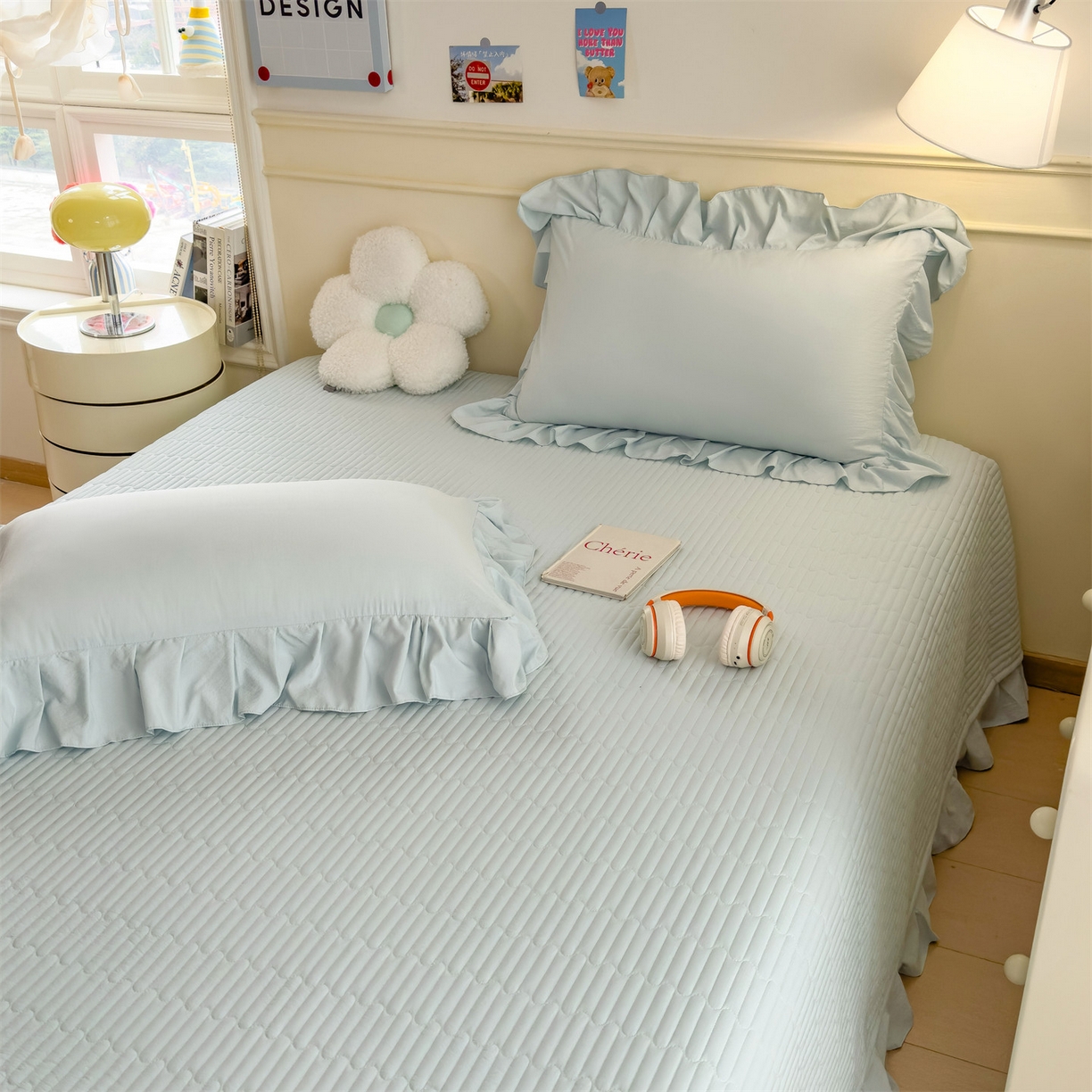 91家纺网 家纺一手货源 找家纺 （总）兄弟坊 2026新款韩版凉感皱皱绵花边款加棉床盖 床护垫 加棉床单