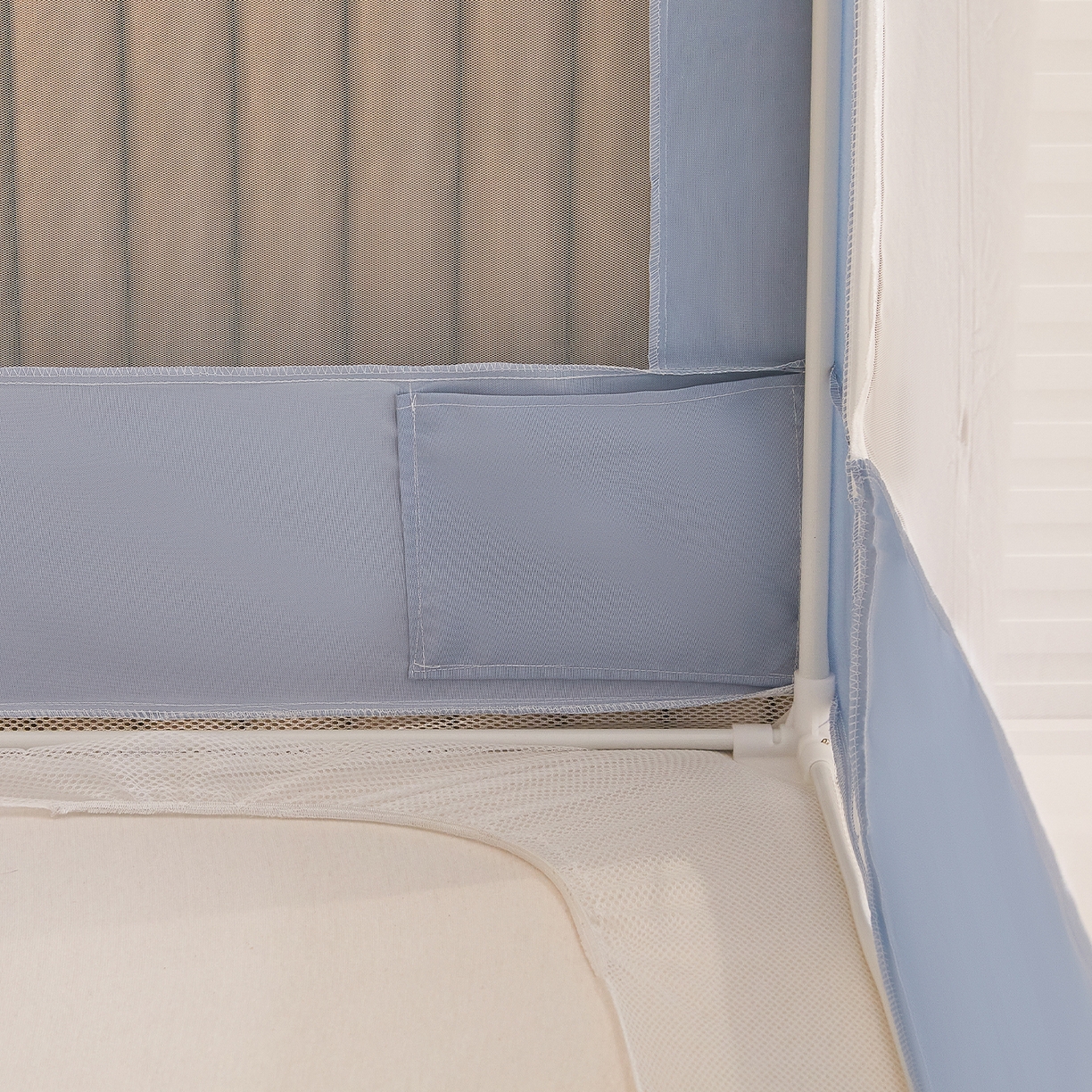 91家纺网 家纺一手货源 找家纺 都市缘蚊帐 2026新款三开门坐床防摔蚊帐拉链方帐1.5m1.8m506坐床蚊帐 506莫兰迪