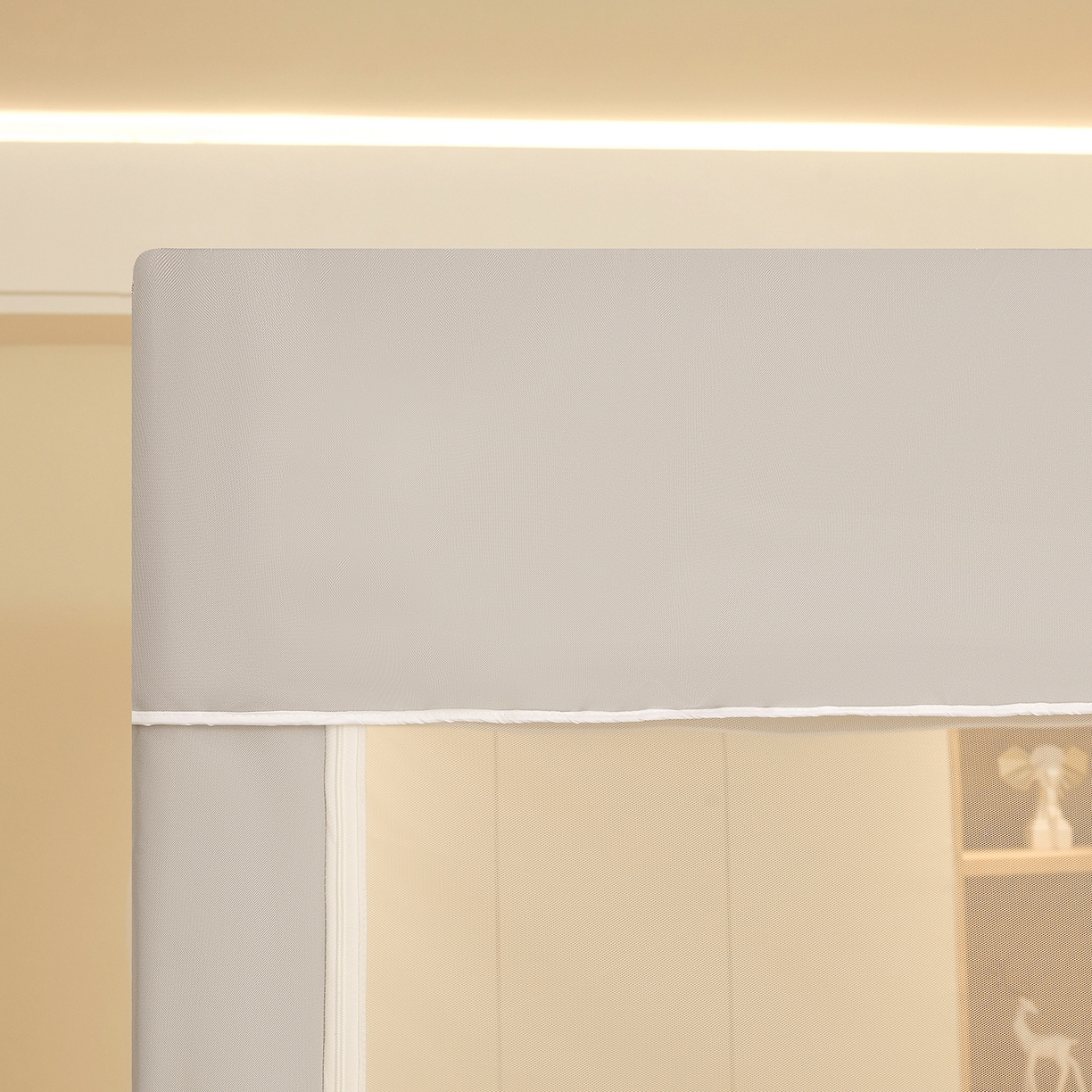 91家纺网 家纺一手货源 找家纺 都市缘蚊帐 2026新款三开门坐床防摔蚊帐拉链方帐1.5m1.8m506坐床蚊帐 506奶咖色