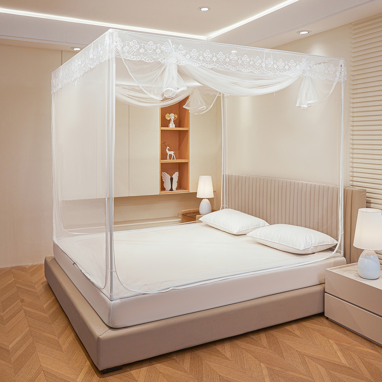 （总）都市缘蚊帐 2026新款三开门坐床防摔蚊帐二开门拉链方帐1.5m1.8m502坐床蚊帐