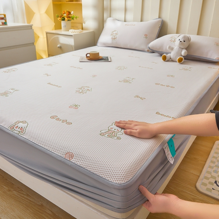 91家纺网 家纺一手货源 找家纺 （总）凯罗 2026春夏凉豆豆小红书爆款A类乙纶PE凉豆豆床笠款可水洗床笠