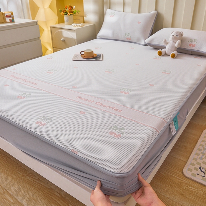 91家纺网 家纺一手货源 找家纺 凯罗 2026春夏凉豆豆小红书爆款A类乙纶PE凉豆豆床笠款可水洗床笠 樱桃芝芝