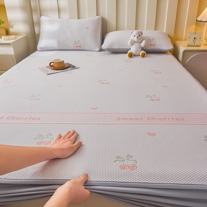 91家纺网 家纺一手货源 找家纺 凯罗 2026春夏凉豆豆小红书爆款A类乙纶PE凉豆豆床笠款可水洗床笠 樱桃芝芝