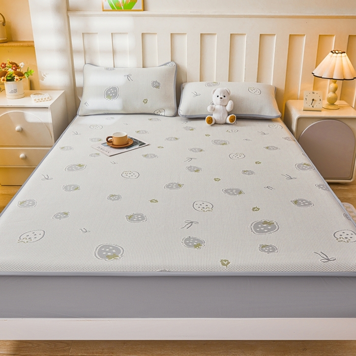 91家纺网 家纺一手货源 找家纺 凯罗 2026春夏凉豆豆小红书爆款A类乙纶PE凉豆豆床笠款可水洗床笠 波点草莓-绿