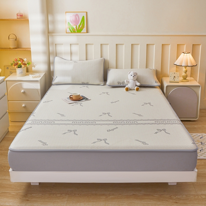 91家纺网 家纺一手货源 找家纺 凯罗 2026春夏凉豆豆小红书爆款A类乙纶PE凉豆豆床笠款可水洗床笠 蝴蝶结