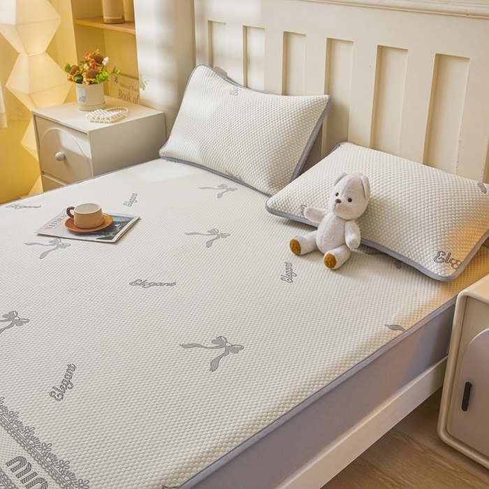 91家纺网 家纺一手货源 找家纺 凯罗 2026春夏凉豆豆小红书爆款A类乙纶PE凉豆豆床笠款可水洗床笠 蝴蝶结