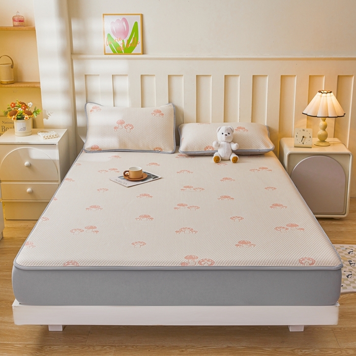 91家纺网 家纺一手货源 找家纺 凯罗 2026春夏凉豆豆小红书爆款A类乙纶PE凉豆豆床笠款可水洗床笠 蘑菇屋-粉