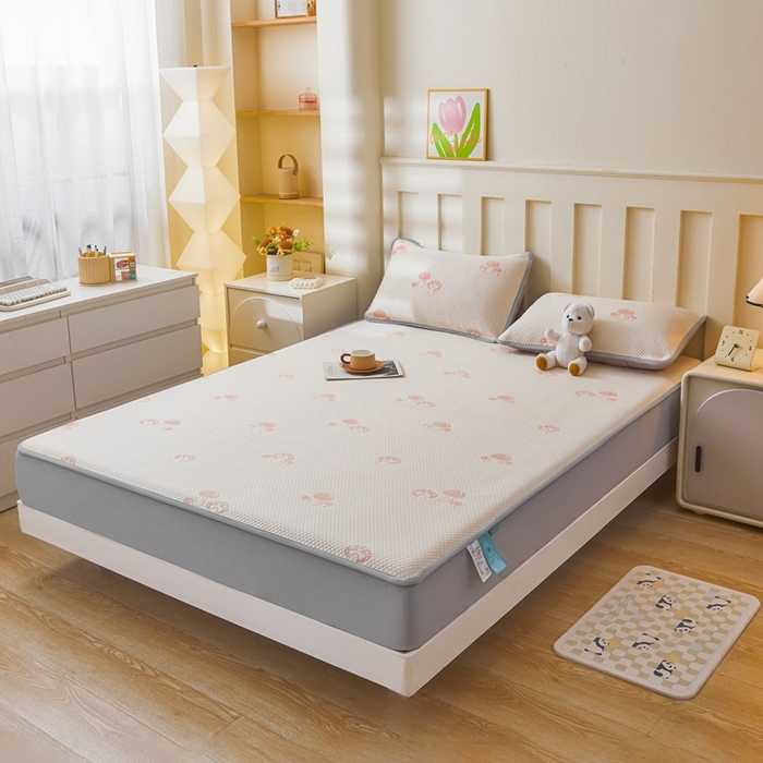 91家纺网 家纺一手货源 找家纺 凯罗 2026春夏凉豆豆小红书爆款A类乙纶PE凉豆豆床笠款可水洗床笠 蘑菇屋-粉