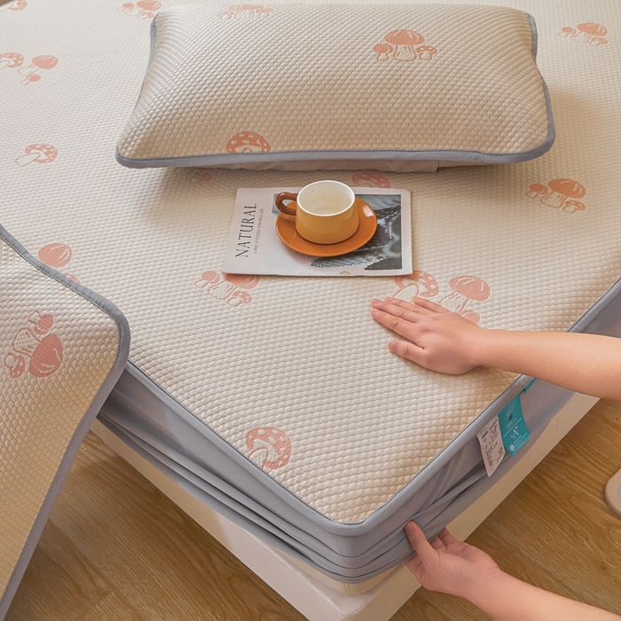 91家纺网 家纺一手货源 找家纺 凯罗 2026春夏凉豆豆小红书爆款A类乙纶PE凉豆豆床笠款可水洗床笠 蘑菇屋-粉