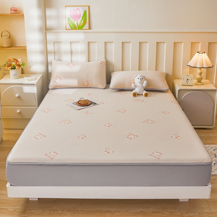 91家纺网 家纺一手货源 找家纺 凯罗 2026春夏凉豆豆小红书爆款A类乙纶PE凉豆豆床笠款可水洗床笠 盼盼乐园-粉