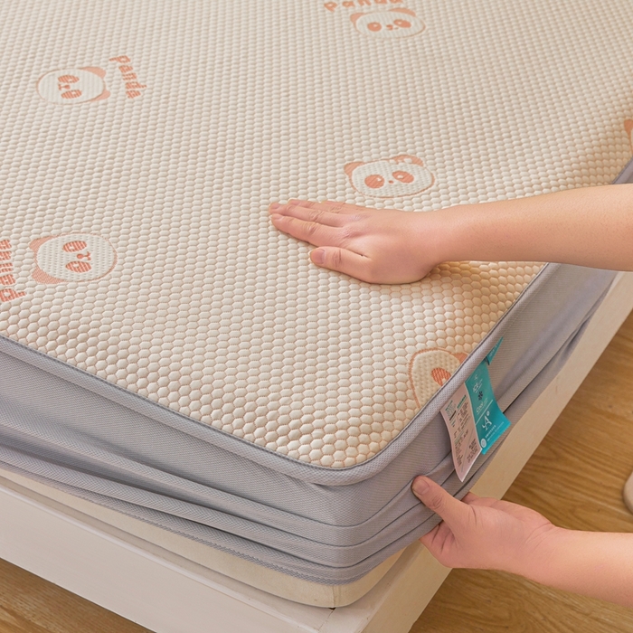 91家纺网 家纺一手货源 找家纺 凯罗 2026春夏凉豆豆小红书爆款A类乙纶PE凉豆豆床笠款可水洗床笠 盼盼乐园-粉