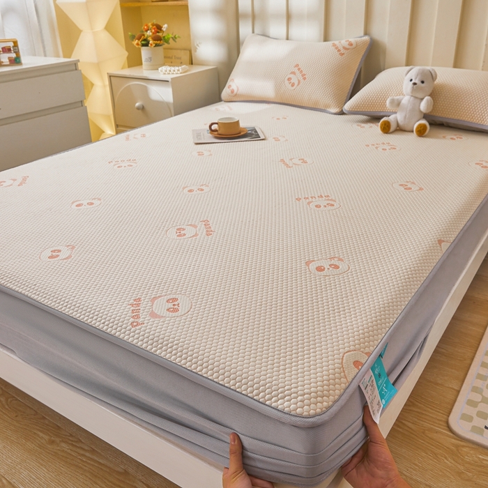 91家纺网 家纺一手货源 找家纺 凯罗 2026春夏凉豆豆小红书爆款A类乙纶PE凉豆豆床笠款可水洗床笠 盼盼乐园-粉