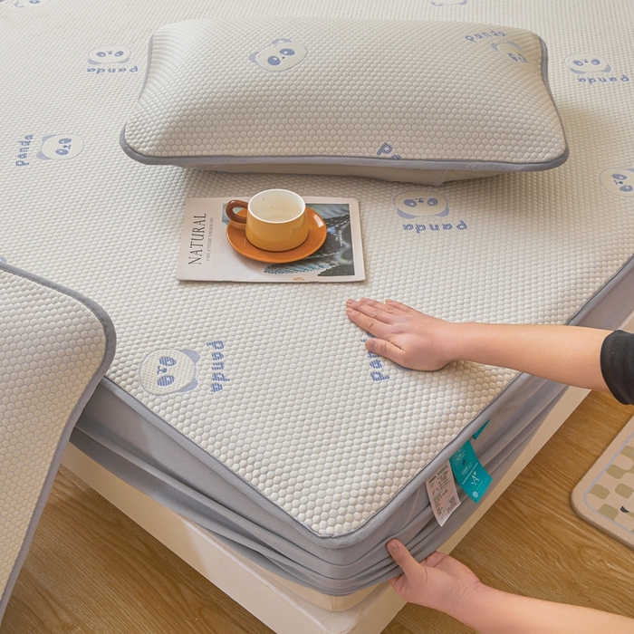 91家纺网 家纺一手货源 找家纺 凯罗 2026春夏凉豆豆小红书爆款A类乙纶PE凉豆豆床笠款可水洗床笠 盼盼乐园-蓝