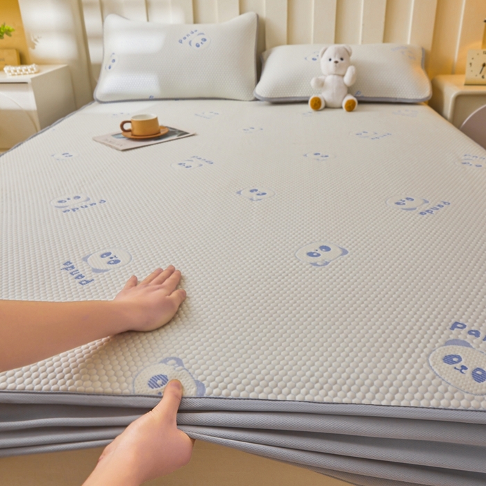 91家纺网 家纺一手货源 找家纺 凯罗 2026春夏凉豆豆小红书爆款A类乙纶PE凉豆豆床笠款可水洗床笠 盼盼乐园-蓝