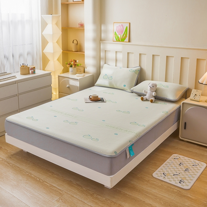 91家纺网 家纺一手货源 找家纺 凯罗 2026春夏凉豆豆小红书爆款A类乙纶PE凉豆豆床笠款可水洗床笠 青苹果乐园