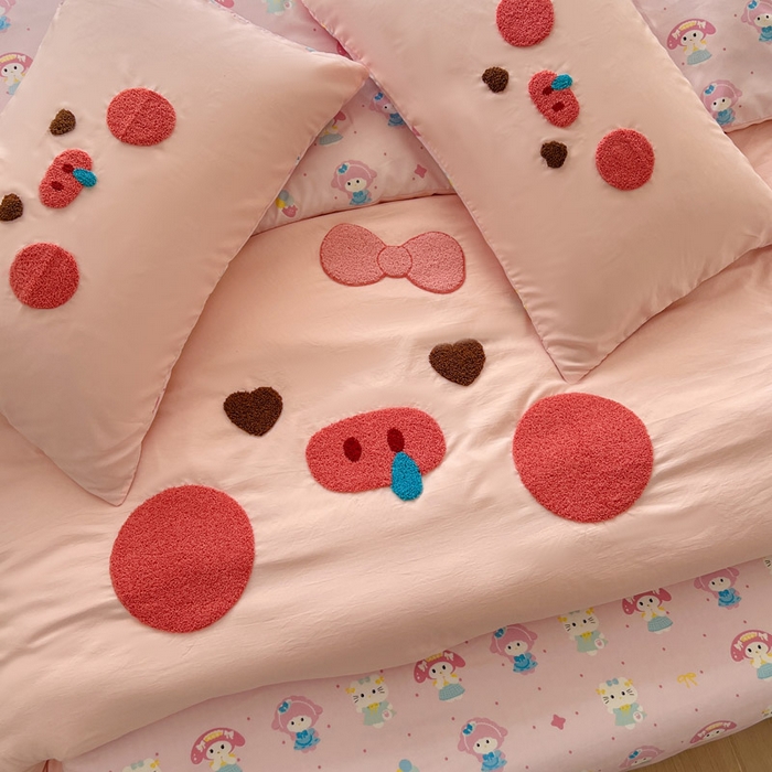 91家纺网 家纺一手货源 找家纺 （总）颜选 2026春夏新款卡通款水洗棉毛巾绣四件套-猪猪