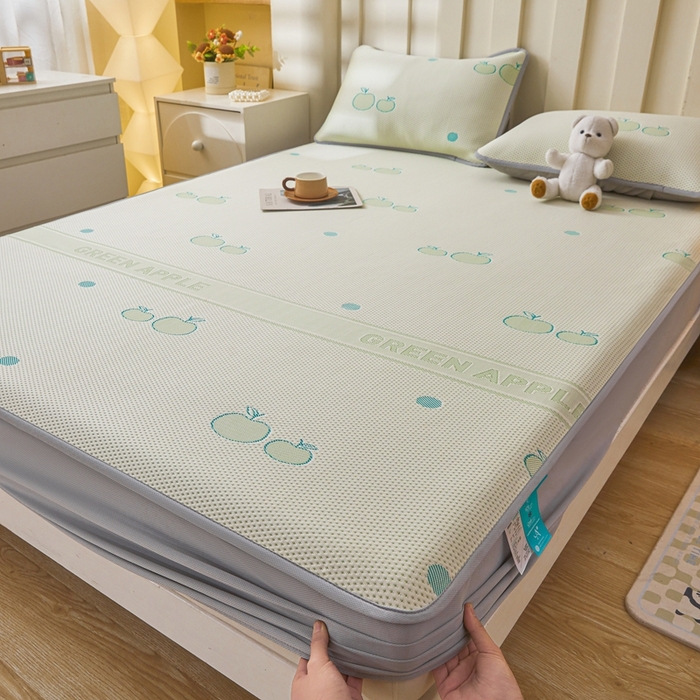 91家纺网 家纺一手货源 找家纺 凯罗 2026春夏凉豆豆小红书爆款A类乙纶PE凉豆豆床笠款可水洗床笠 青苹果乐园