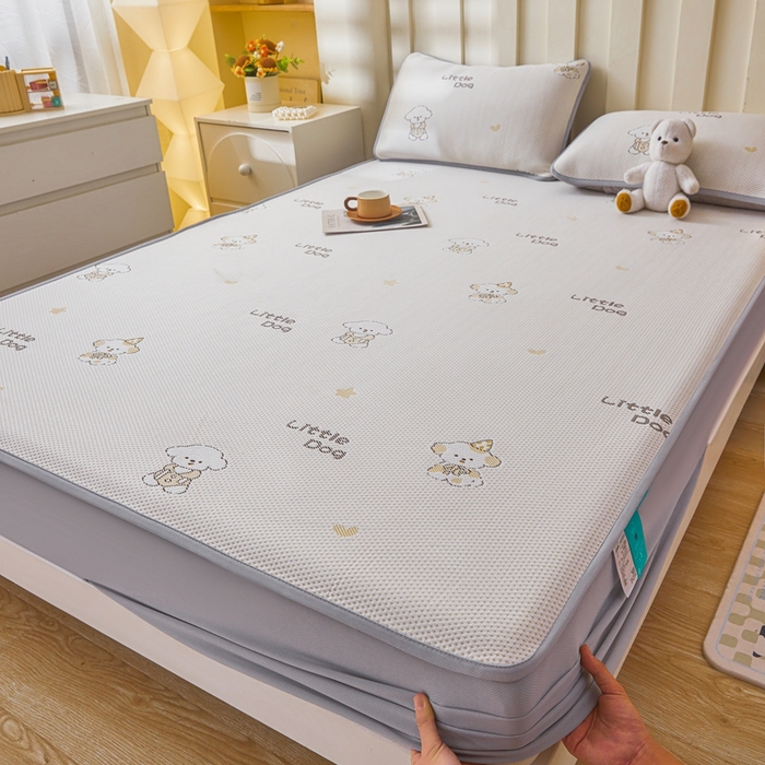 91家纺网 家纺一手货源 找家纺 凯罗 2026春夏凉豆豆小红书爆款A类乙纶PE凉豆豆床笠款可水洗床笠 淘气笨笨狗