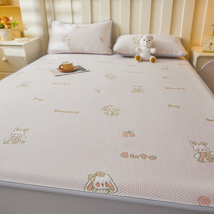 91家纺网 家纺一手货源 找家纺 凯罗 2026春夏凉豆豆小红书爆款A类乙纶PE凉豆豆床笠款可水洗床笠 兔叽乖乖