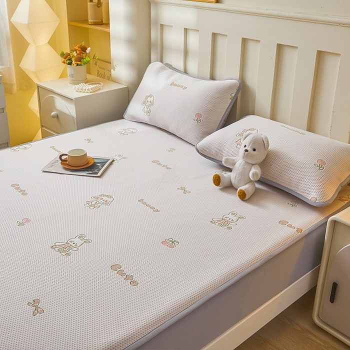 91家纺网 家纺一手货源 找家纺 凯罗 2026春夏凉豆豆小红书爆款A类乙纶PE凉豆豆床笠款可水洗床笠 兔叽乖乖