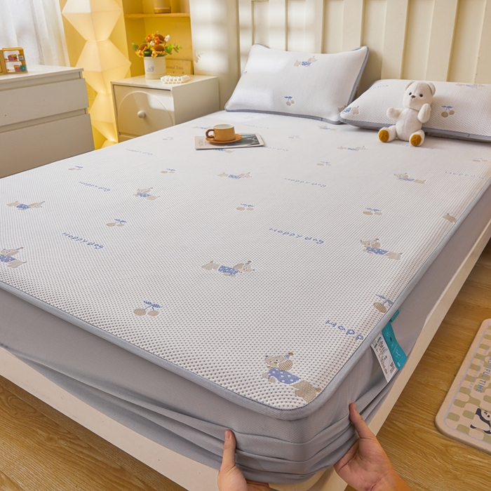 91家纺网 家纺一手货源 找家纺 凯罗 2026春夏凉豆豆小红书爆款A类乙纶PE凉豆豆床笠款可水洗床笠 小萌狗