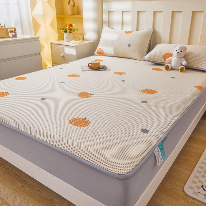 91家纺网 家纺一手货源 找家纺 凯罗 2026春夏凉豆豆小红书爆款A类乙纶PE凉豆豆床笠款可水洗床笠 小南瓜-桔