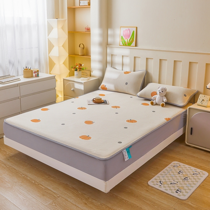 91家纺网 家纺一手货源 找家纺 凯罗 2026春夏凉豆豆小红书爆款A类乙纶PE凉豆豆床笠款可水洗床笠 小南瓜-桔