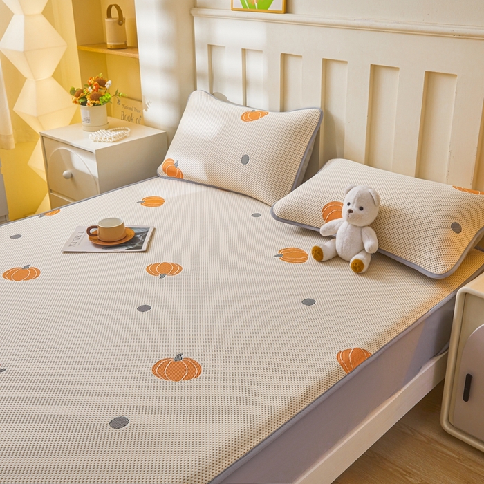 91家纺网 家纺一手货源 找家纺 凯罗 2026春夏凉豆豆小红书爆款A类乙纶PE凉豆豆床笠款可水洗床笠 小南瓜-桔