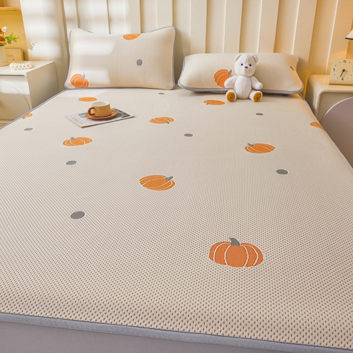 91家纺网 家纺一手货源 找家纺 凯罗 2026春夏凉豆豆小红书爆款A类乙纶PE凉豆豆床笠款可水洗床笠 小南瓜-桔