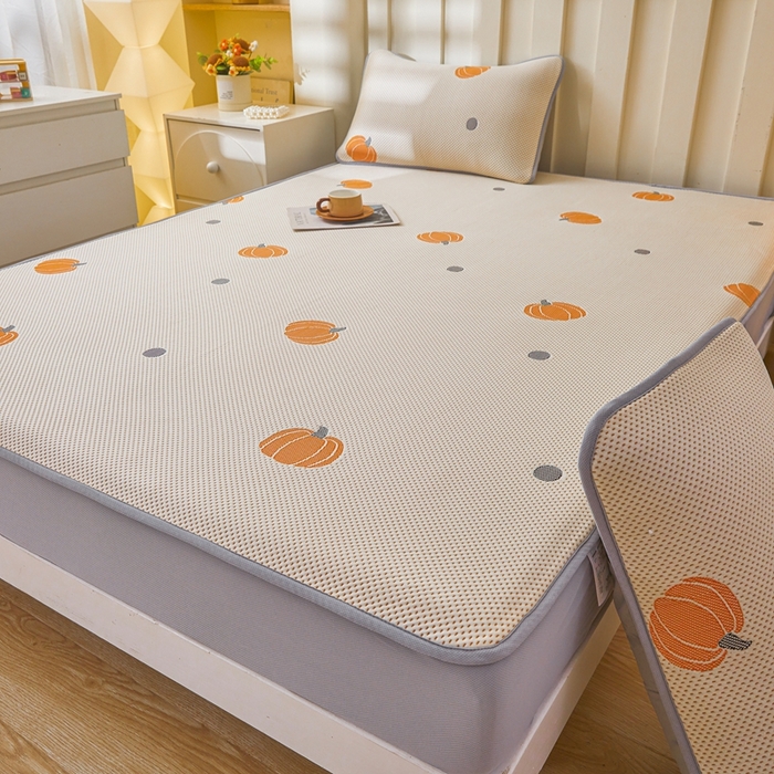 91家纺网 家纺一手货源 找家纺 凯罗 2026春夏凉豆豆小红书爆款A类乙纶PE凉豆豆床笠款可水洗床笠 小南瓜-桔