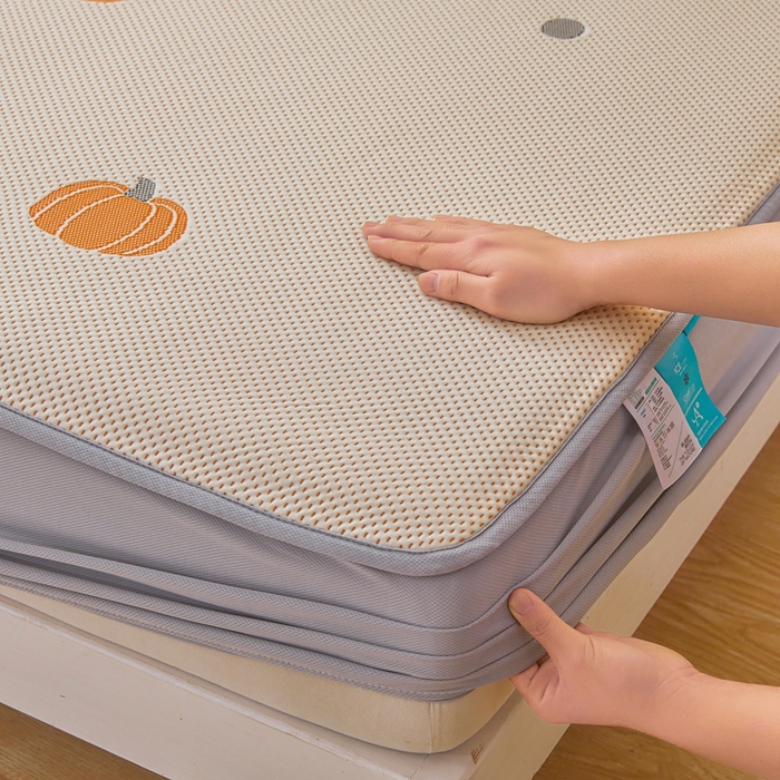 91家纺网 家纺一手货源 找家纺 凯罗 2026春夏凉豆豆小红书爆款A类乙纶PE凉豆豆床笠款可水洗床笠 小南瓜-桔