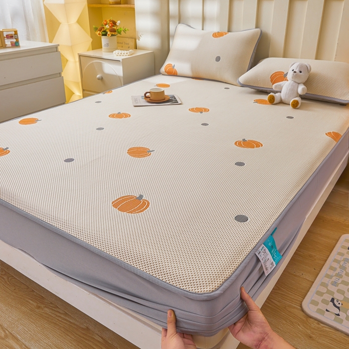 91家纺网 家纺一手货源 找家纺 凯罗 2026春夏凉豆豆小红书爆款A类乙纶PE凉豆豆床笠款可水洗床笠 小南瓜-桔