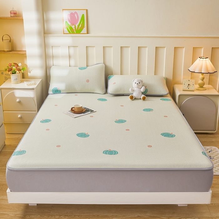 91家纺网 家纺一手货源 找家纺 凯罗 2026春夏凉豆豆小红书爆款A类乙纶PE凉豆豆床笠款可水洗床笠 小南瓜-绿