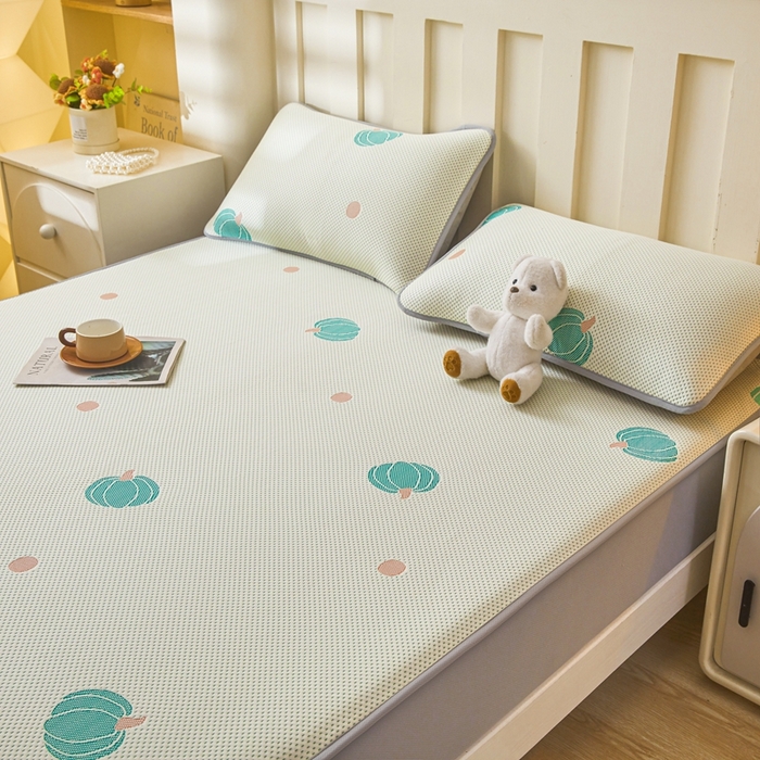 91家纺网 家纺一手货源 找家纺 凯罗 2026春夏凉豆豆小红书爆款A类乙纶PE凉豆豆床笠款可水洗床笠 小南瓜-绿