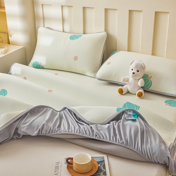 91家纺网 家纺一手货源 找家纺 凯罗 2026春夏凉豆豆小红书爆款A类乙纶PE凉豆豆床笠款可水洗床笠 小南瓜-绿