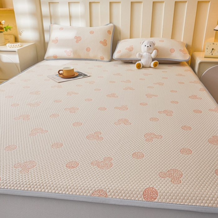 91家纺网 家纺一手货源 找家纺 凯罗 2026春夏凉豆豆小红书爆款A类乙纶PE凉豆豆床笠款可水洗床笠 圆点米奇-粉