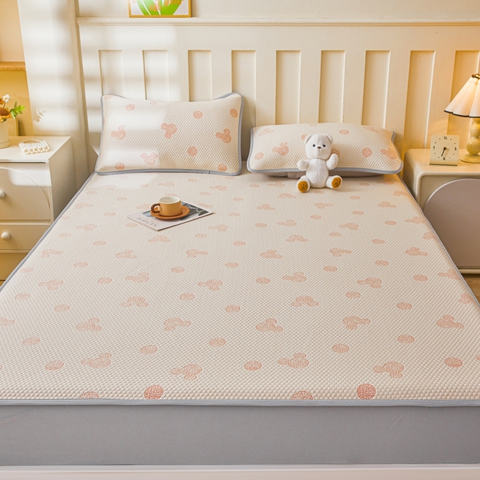 91家纺网 家纺一手货源 找家纺 凯罗 2026春夏凉豆豆小红书爆款A类乙纶PE凉豆豆床笠款可水洗床笠 圆点米奇-粉