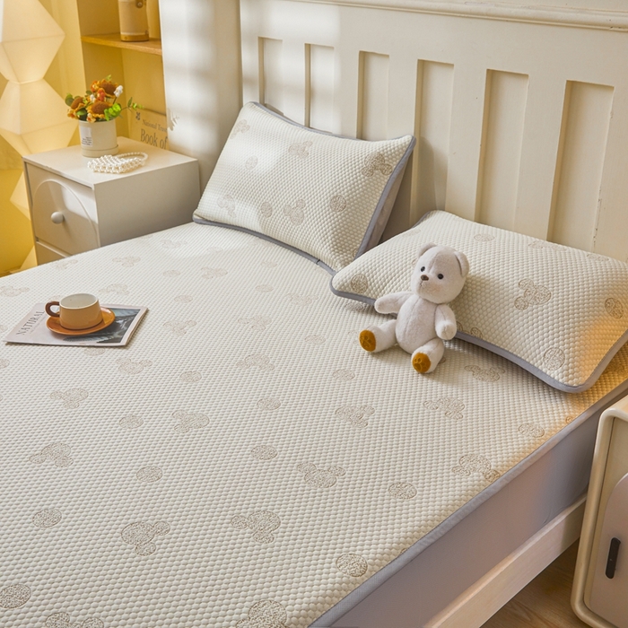 91家纺网 家纺一手货源 找家纺 凯罗 2026春夏凉豆豆小红书爆款A类乙纶PE凉豆豆床笠款可水洗床笠 圆点米奇-咖