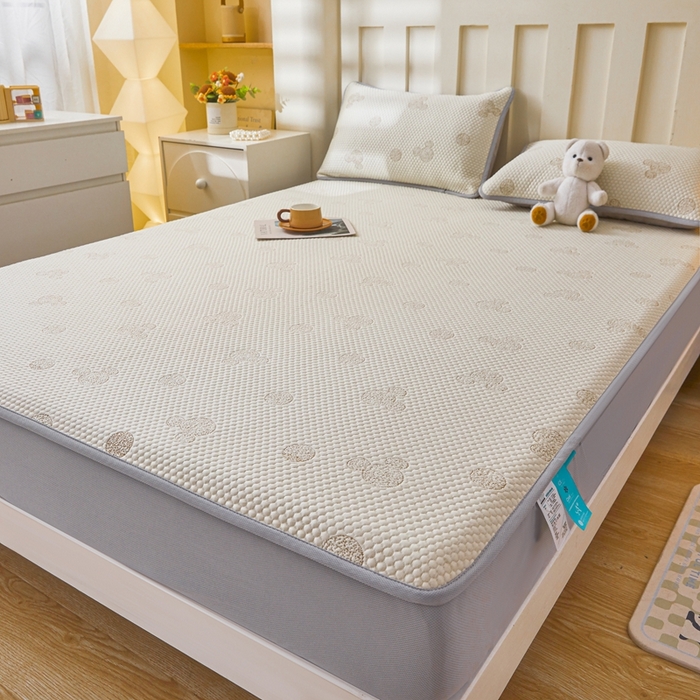 91家纺网 家纺一手货源 找家纺 凯罗 2026春夏凉豆豆小红书爆款A类乙纶PE凉豆豆床笠款可水洗床笠 圆点米奇-咖