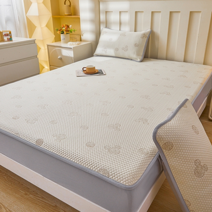 91家纺网 家纺一手货源 找家纺 凯罗 2026春夏凉豆豆小红书爆款A类乙纶PE凉豆豆床笠款可水洗床笠 圆点米奇-咖