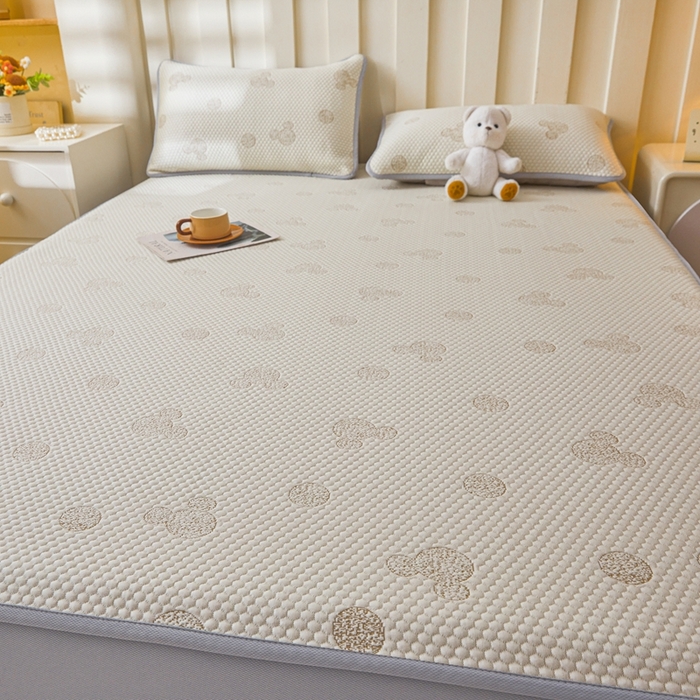 91家纺网 家纺一手货源 找家纺 凯罗 2026春夏凉豆豆小红书爆款A类乙纶PE凉豆豆床笠款可水洗床笠 圆点米奇-咖