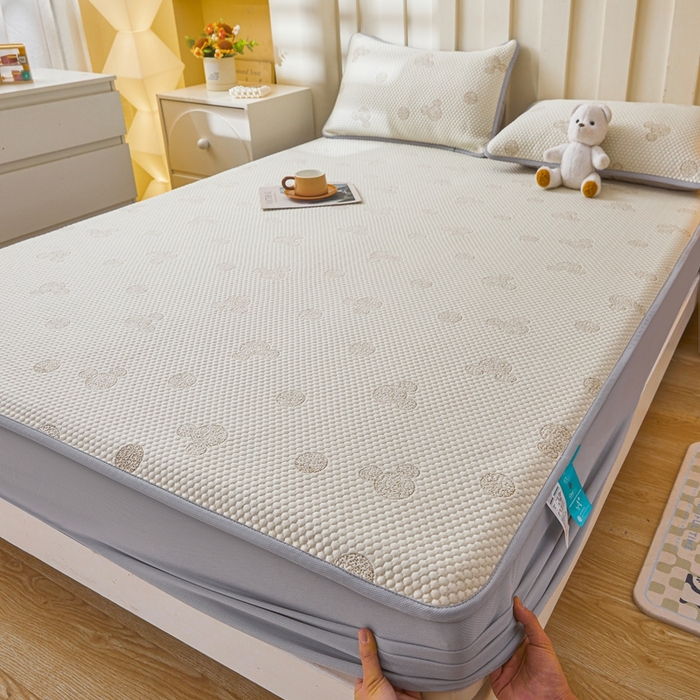 91家纺网 家纺一手货源 找家纺 凯罗 2026春夏凉豆豆小红书爆款A类乙纶PE凉豆豆床笠款可水洗床笠 圆点米奇-咖