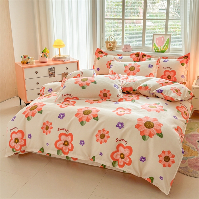 91家纺网 家纺一手货源 找家纺 沐珩家纺 2026新款植物羊绒加厚四件套单被套 玫香怡人